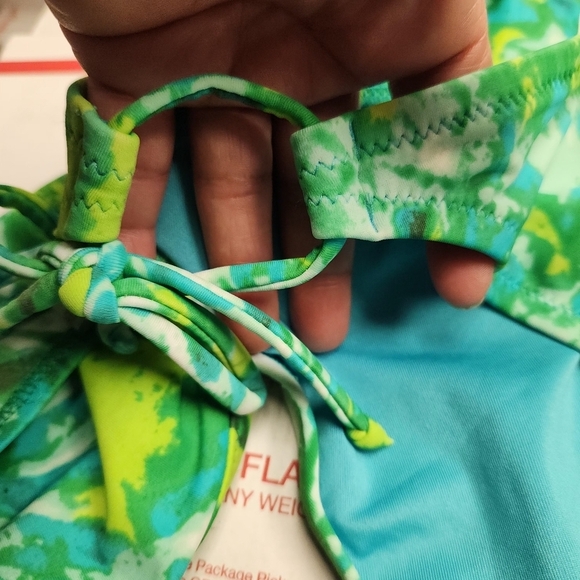 Victoria's Secrets Vintage Green Abstract Bandeau Twist Bikini Size S - Picture 5 of 11